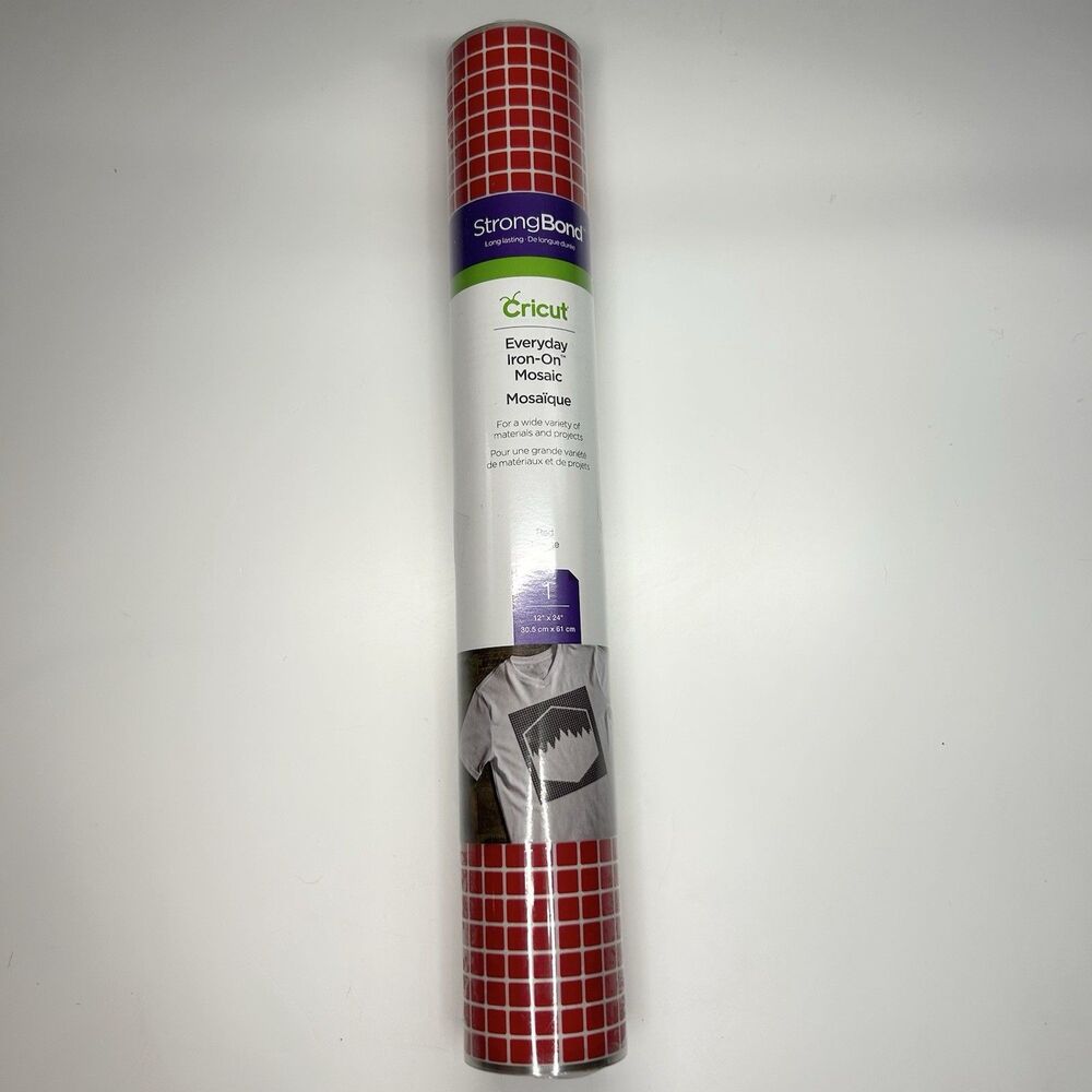 Cricut Mosaic Red Squares Everyday Iron-On Strong Bond New 12”x24” 1 Sheet Roll